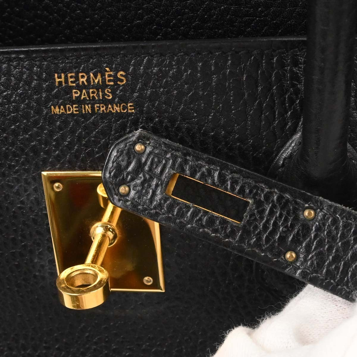 Hermes Birkin Handbag Black Ardennes With Gold Hardware Black Leather Handbag ( )