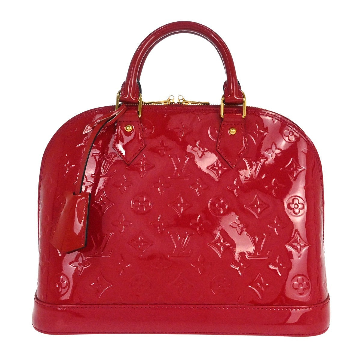 Louis Vuitton Alma Handbag Monogram Vernis Red Patent_Leather Handbag ( )