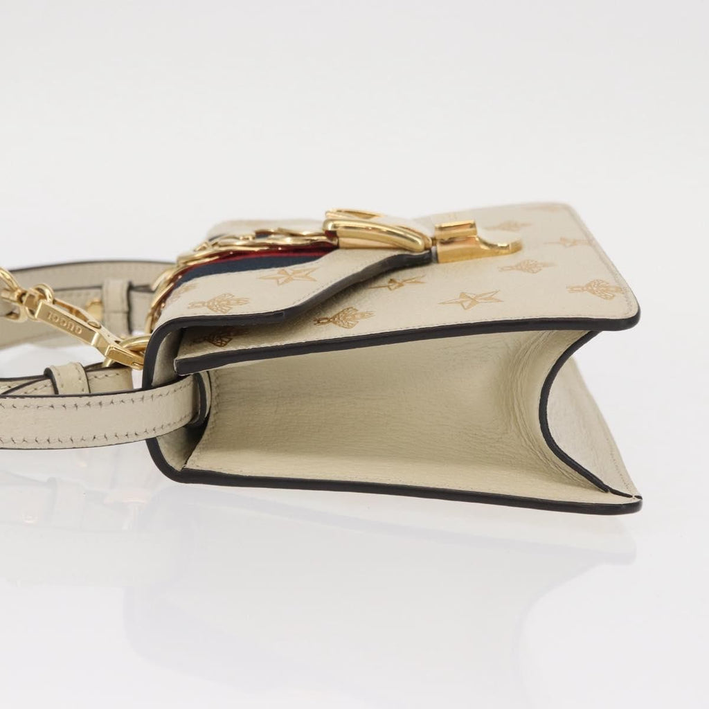 Gucci Sylvie Top Handle Bag Printed Leather Beige Leather Handbag (Authentic  )