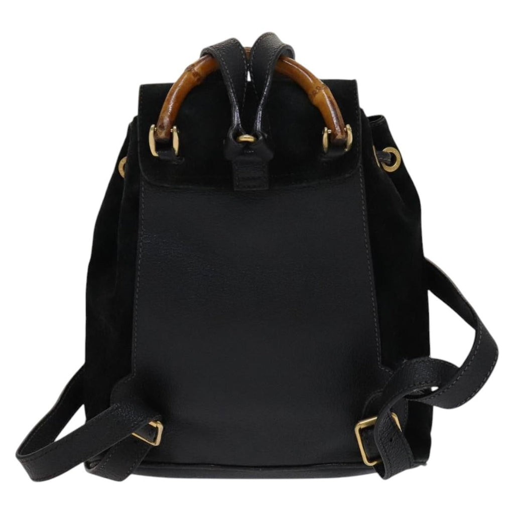 Gucci Gucci Bamboo Backpack Daim Black Suede Backpack Bag (Authentic  )