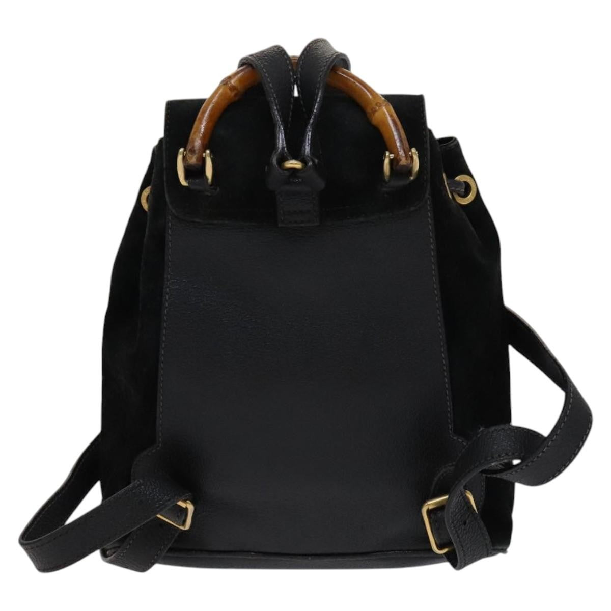 Gucci Gucci Bamboo Backpack Daim Black Suede Backpack Bag (Authentic  )