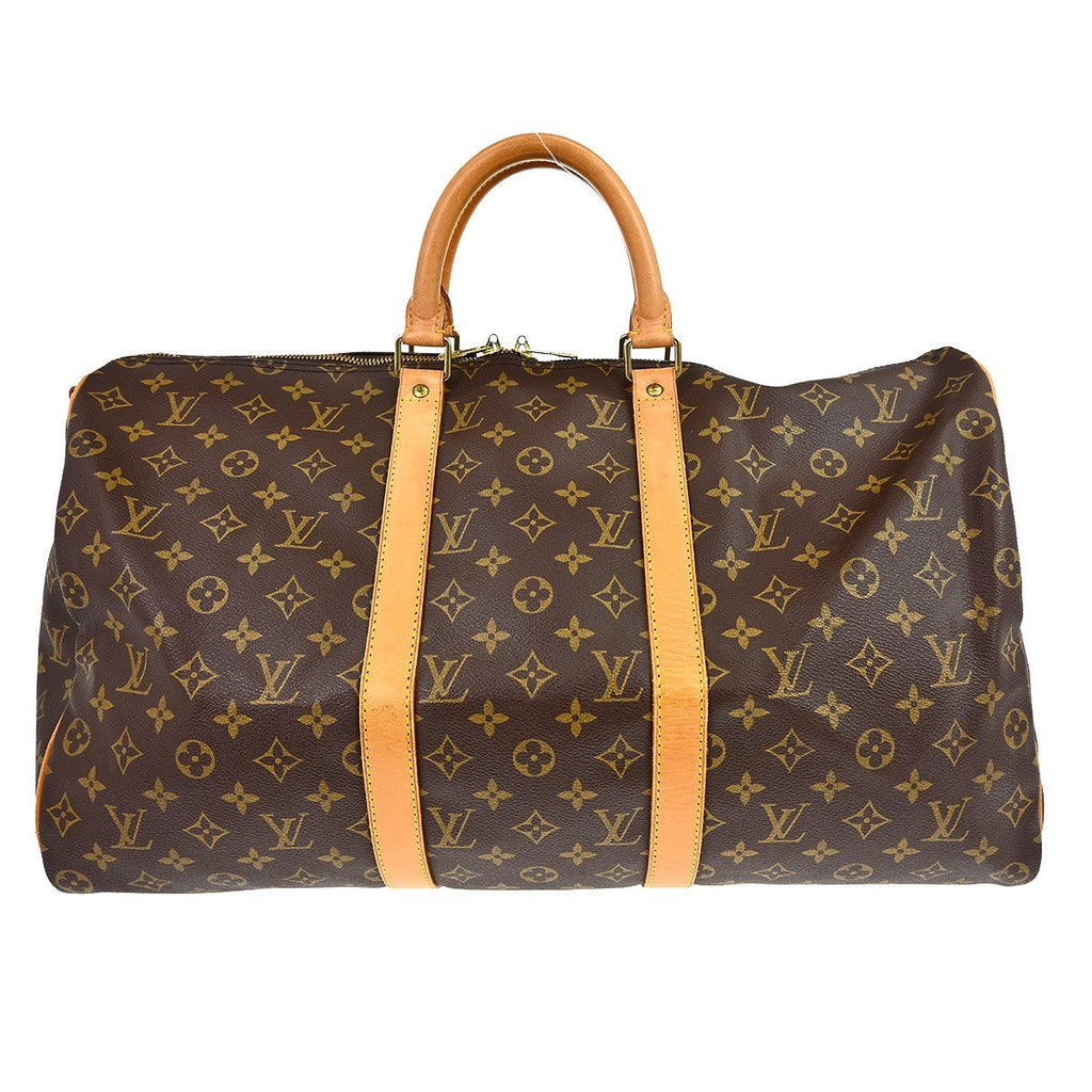 Louis Vuitton Keepall Bandouliere Bag Monogram Canvas Brown Canvas Handbag (Authentic  )