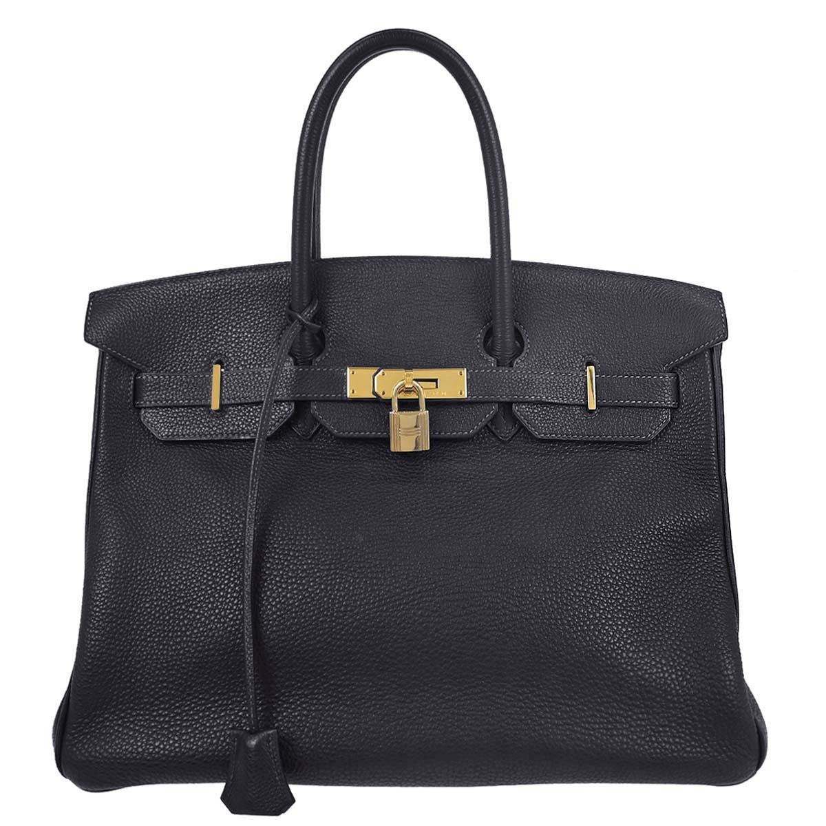 Hermes Birkin Handbag Blue Togo With Gold Hardware Blue Leather Handbag ( )