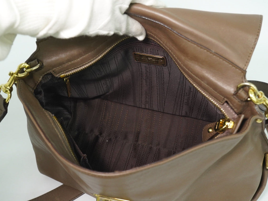 Salvatore Ferragamo Sofia Satchel Smooth Leather Brown Leather Handbag (Authentic  )