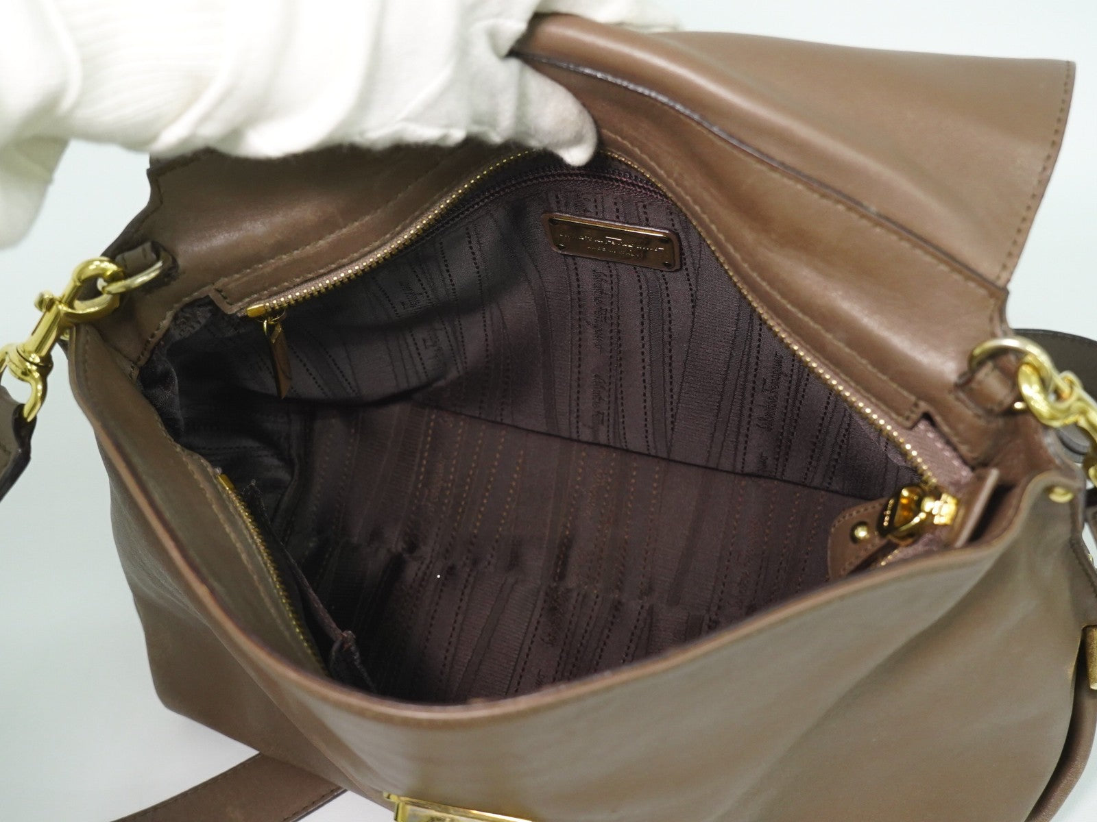 Salvatore Ferragamo Sofia Satchel Smooth Leather Brown Leather Handbag (Authentic  )