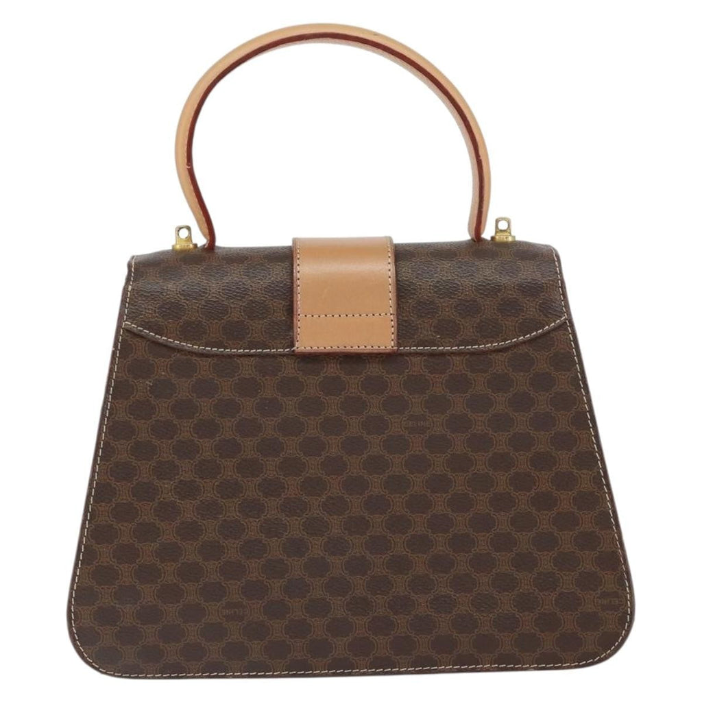 Celine Vintage Macadam Handbag Canvas Brown Pvc Handbag (Authentic  )