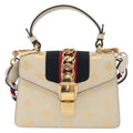 Gucci Sylvie Top Handle Bag Printed Leather Beige Leather Handbag (Authentic  )