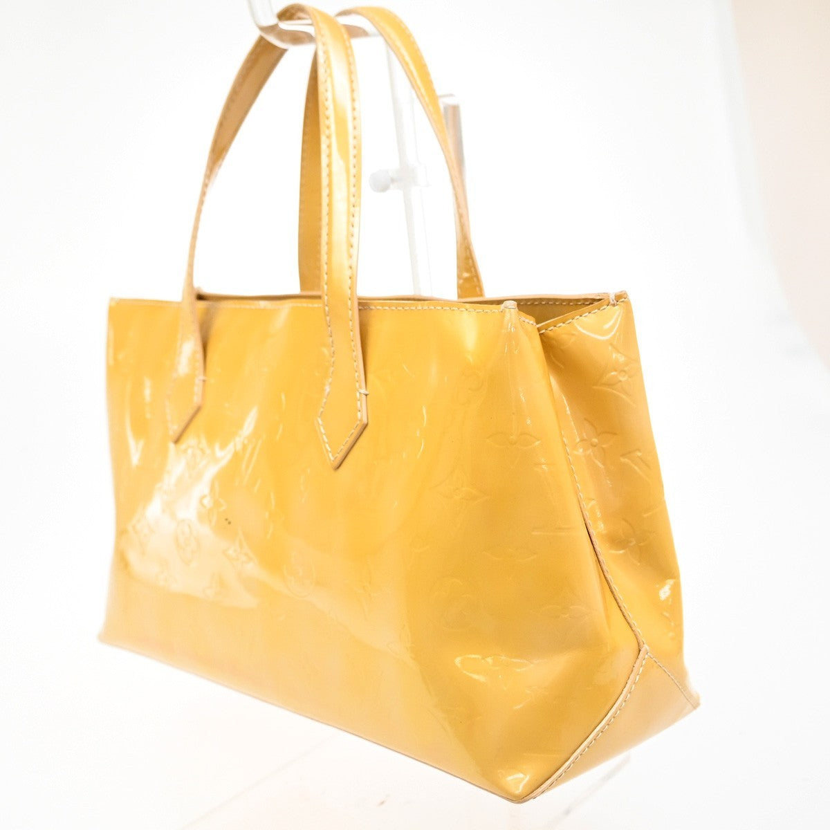 Louis Vuitton Wilshire Handbag Monogram Vernis Beige Patent_Leather Handbag (Authentic  )