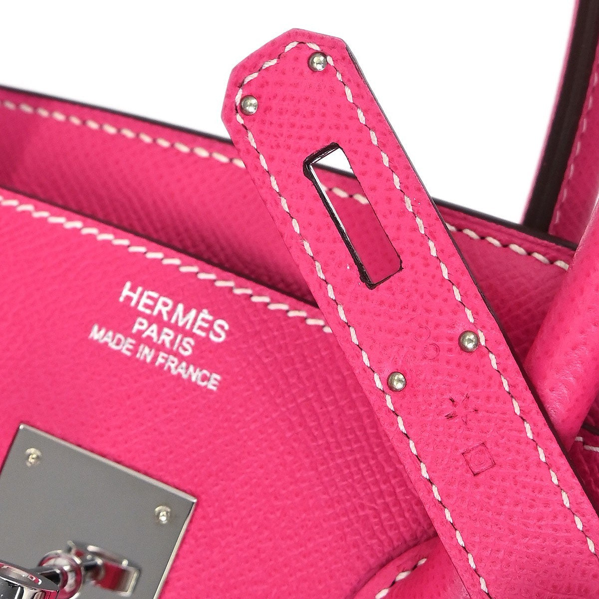 Hermes Birkin Handbag Pink Epsom With Palladium Hardware Pink Leather Handbag ( )