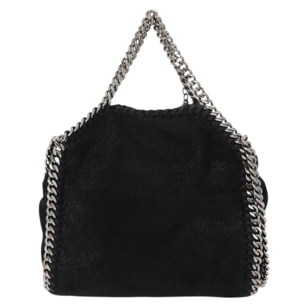 Stella Mccartney Falabella Fold Over Bag Shaggy Deer Black Suede Handbag (Authentic  )
