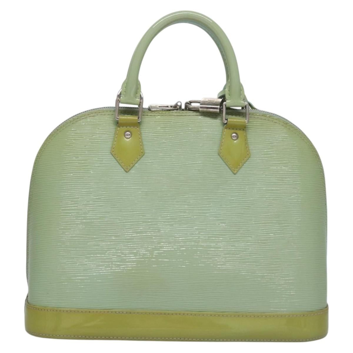 Louis Vuitton Alma Handbag Electric Epi Leather Green Patent_Leather Handbag (Authentic  )