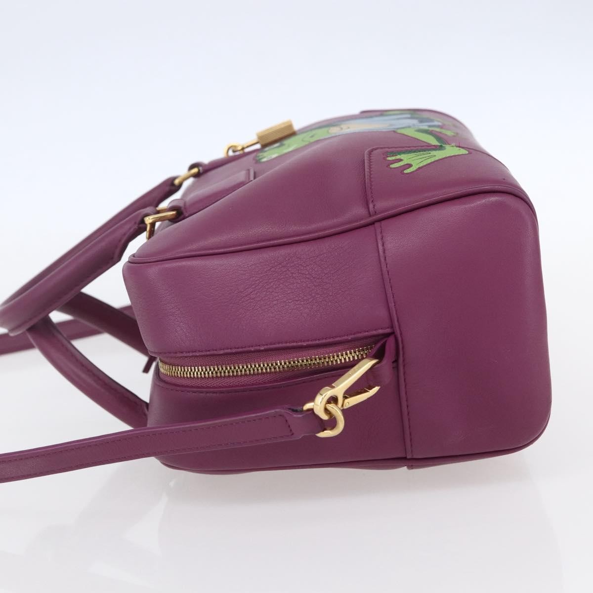 Loewe Amazona Bag Leather Purple Leather Handbag (Authentic  )