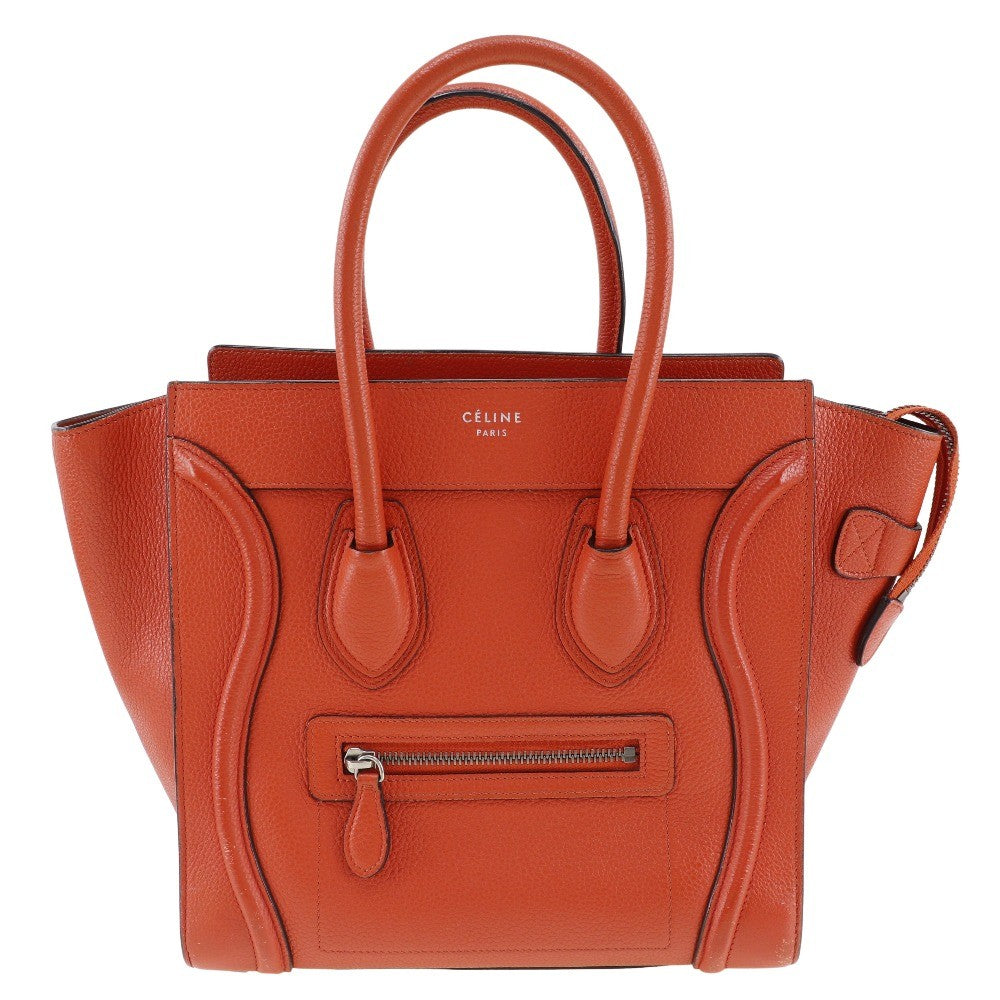 Celine Luggage Bag Grainy Leather Red Calfskin Handbag (Authentic  )