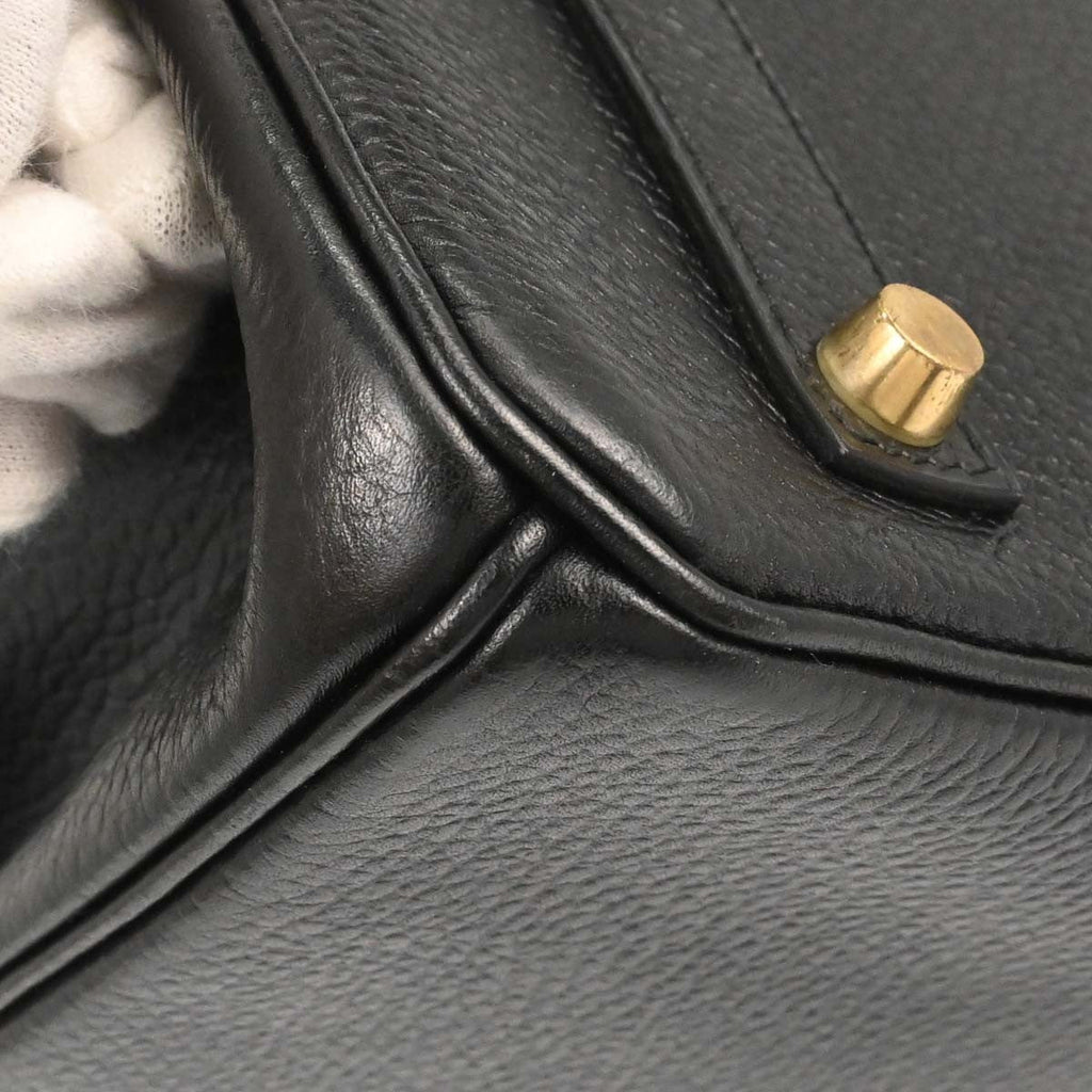 Hermes Birkin Handbag Black Ardennes With Gold Hardware Black Leather Handbag ( )
