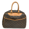 Louis Vuitton Deauville Handbag Monogram Canvas Brown Leather Handbag (Authentic  )