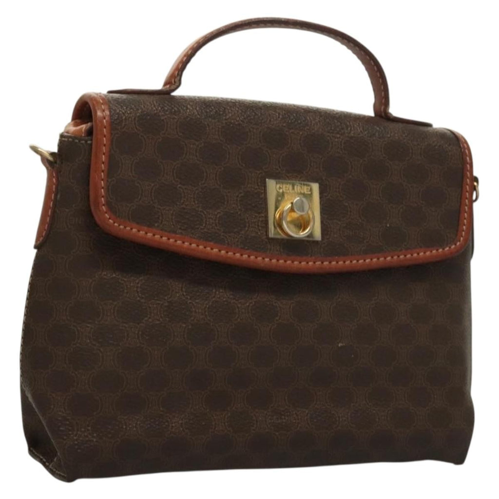 Celine Triomphe Vintage Handbag Macadam Canvas Brown Canvas Bag (Authentic  )