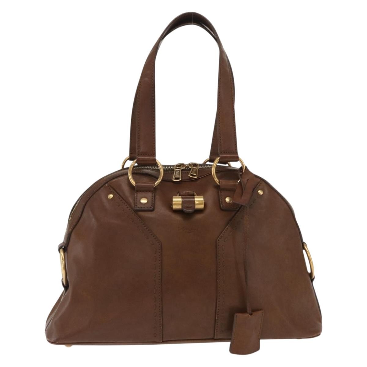 Saint Laurent Muse Dome Bag Leather Brown Leather Handbag (Authentic  )
