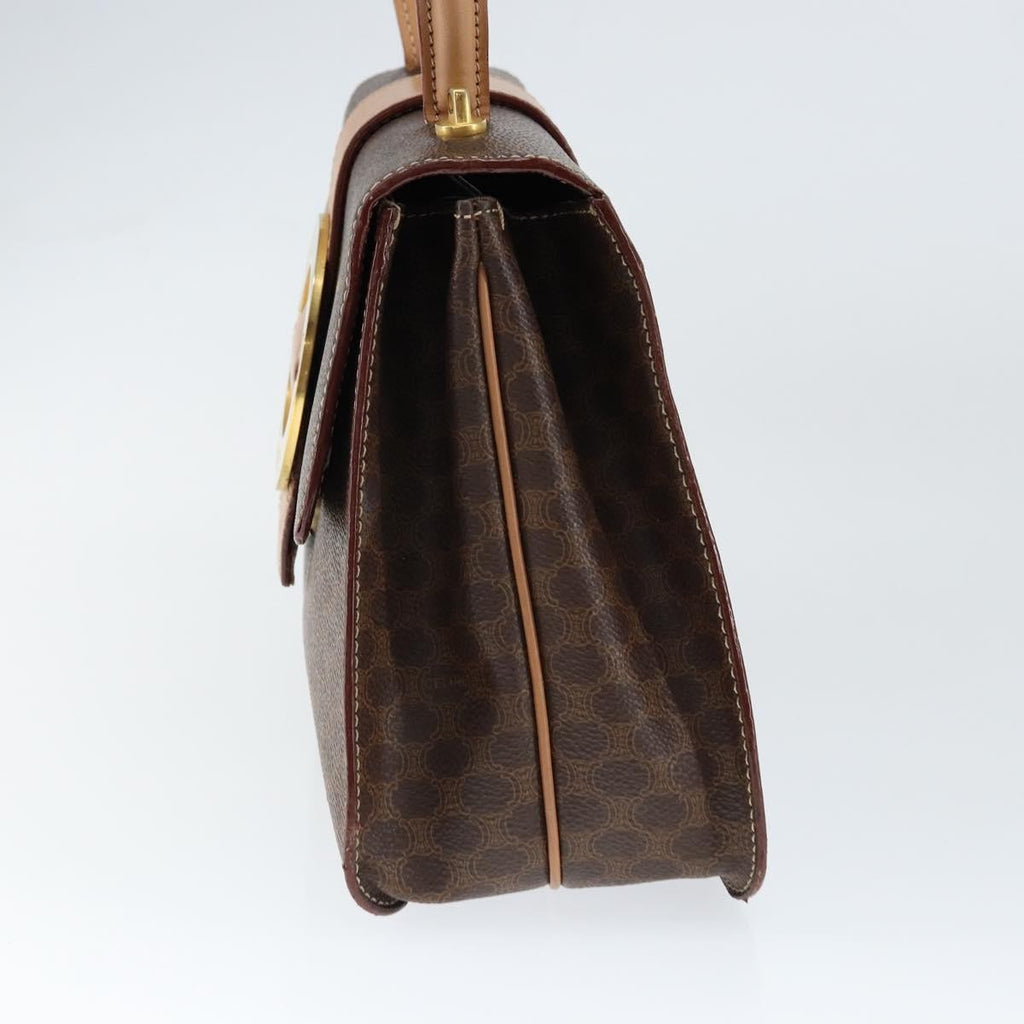 Celine Vintage Macadam Handbag Canvas Brown Pvc Handbag (Authentic  )