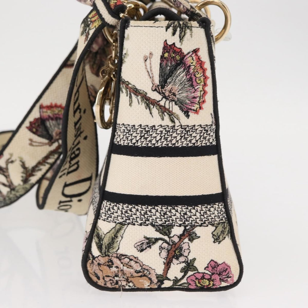 Christian Dior Lady D-Lite Bag Embroidered Canvas Multicolour Canvas Handbag (Authentic  )