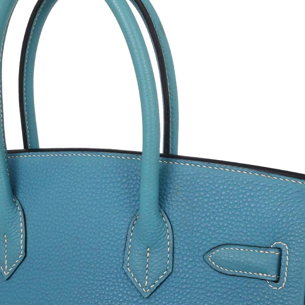 Hermes Touch Birkin Bag Blue Togo With Blue Matte Alligator And Gold Hardware Blue Leather Handbag (Authentic  )