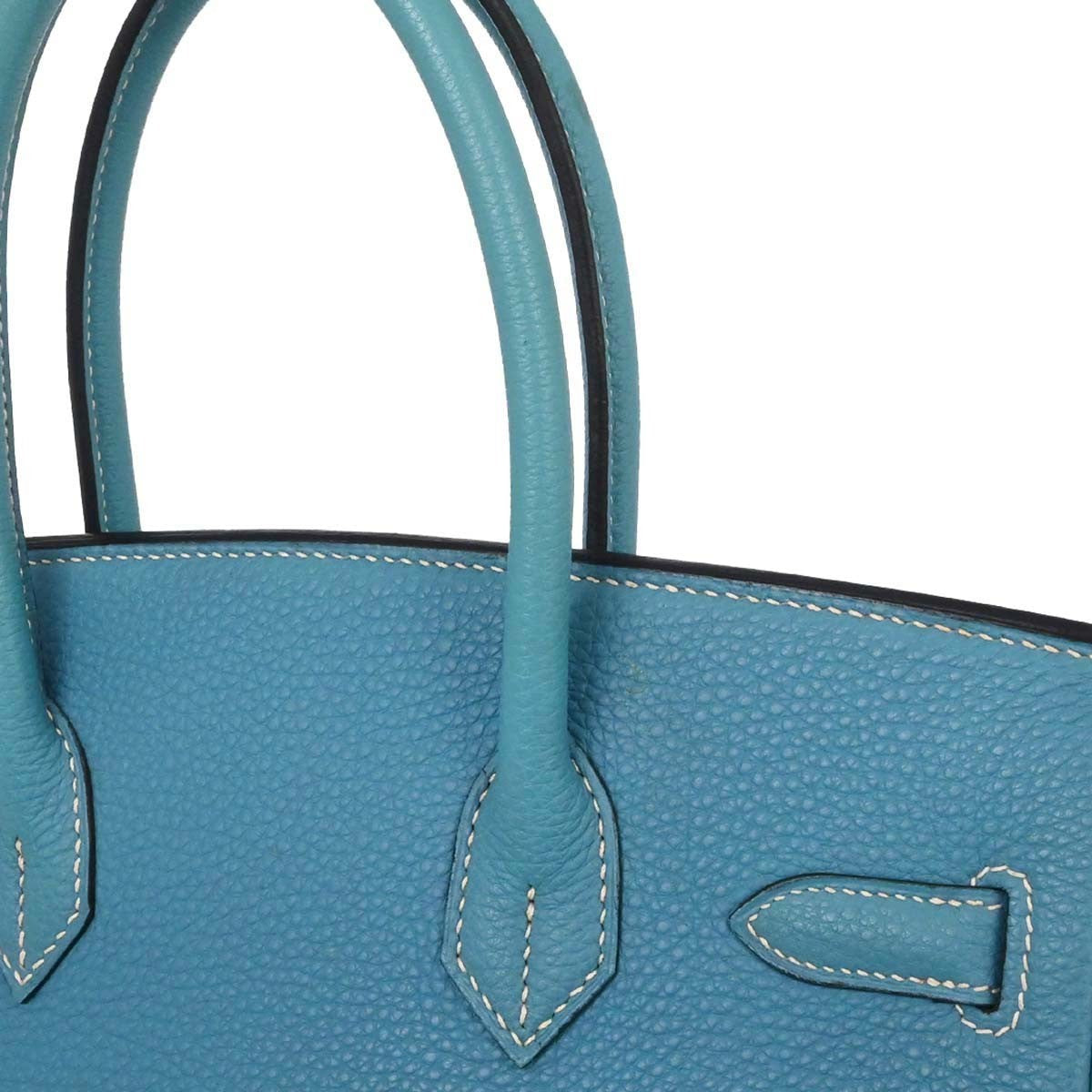 Hermes Touch Birkin Bag Blue Togo With Blue Matte Alligator And Gold Hardware Blue Leather Handbag (Authentic  )
