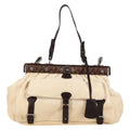 Salvatore Ferragamo Gancini Handbag Leather Beige Leather Handbag (Authentic  )