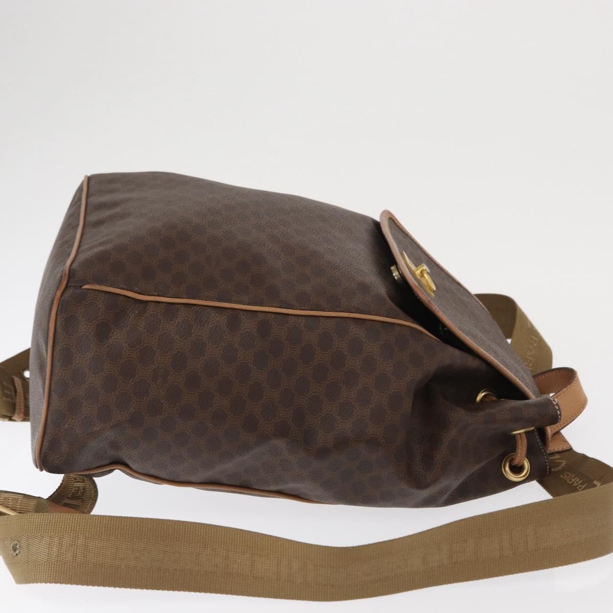 Celine Vintage Macadam Backpack Canvas And Leather Brown Canvas Backpack Bag (Authentic  )