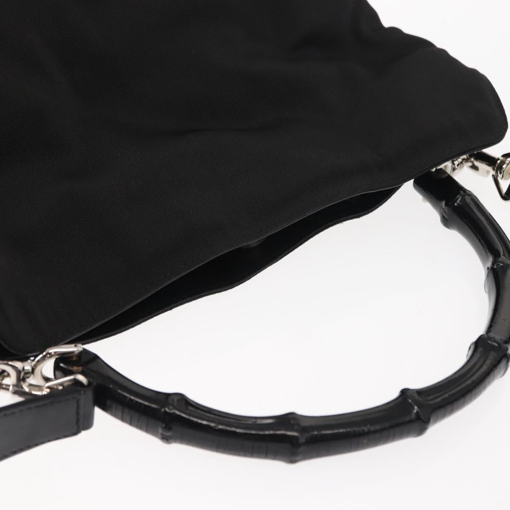 Gucci Vintage Bamboo Handle Bag Nylon Black Nylon Handbag ( )