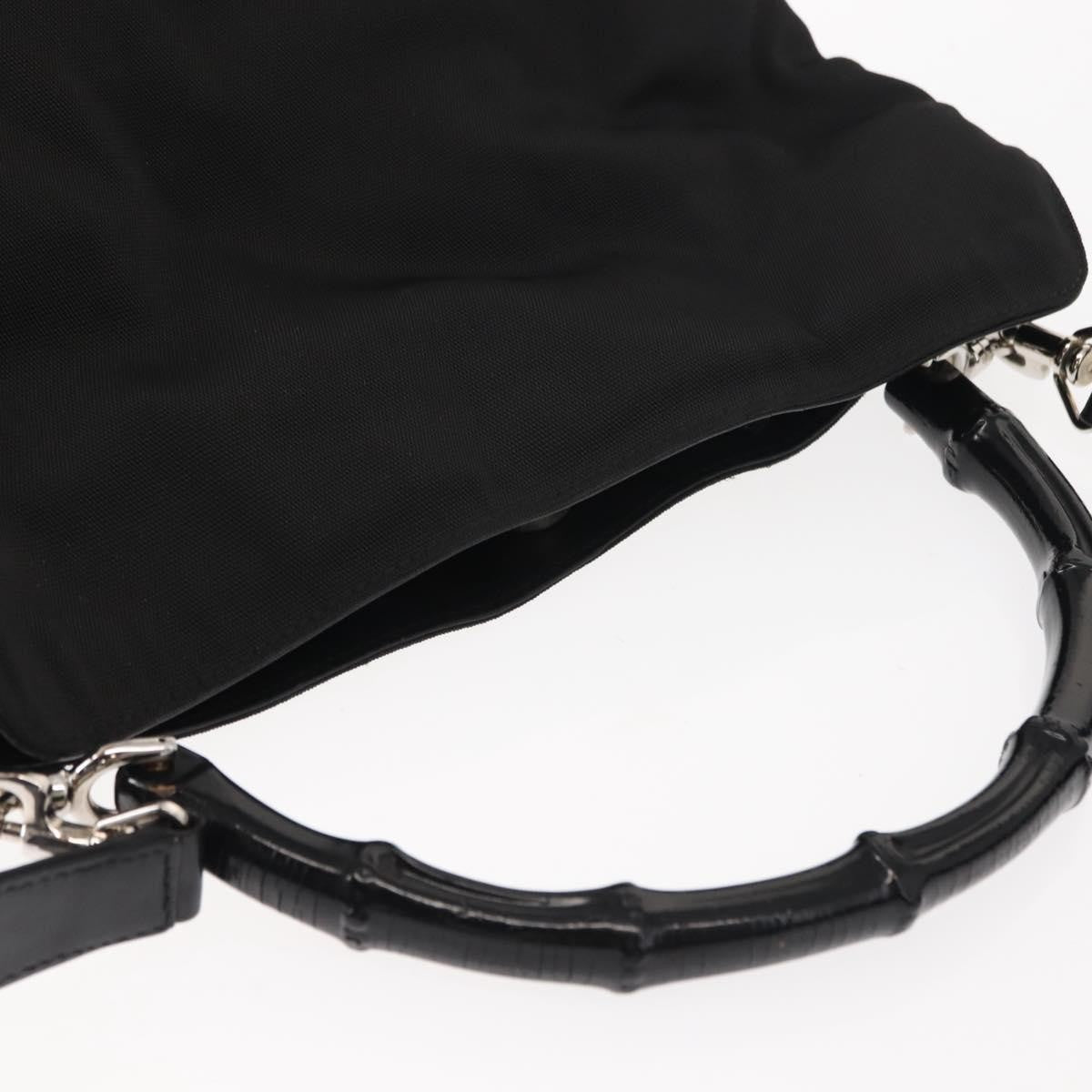 Gucci Vintage Bamboo Handle Bag Nylon Black Nylon Handbag ( )