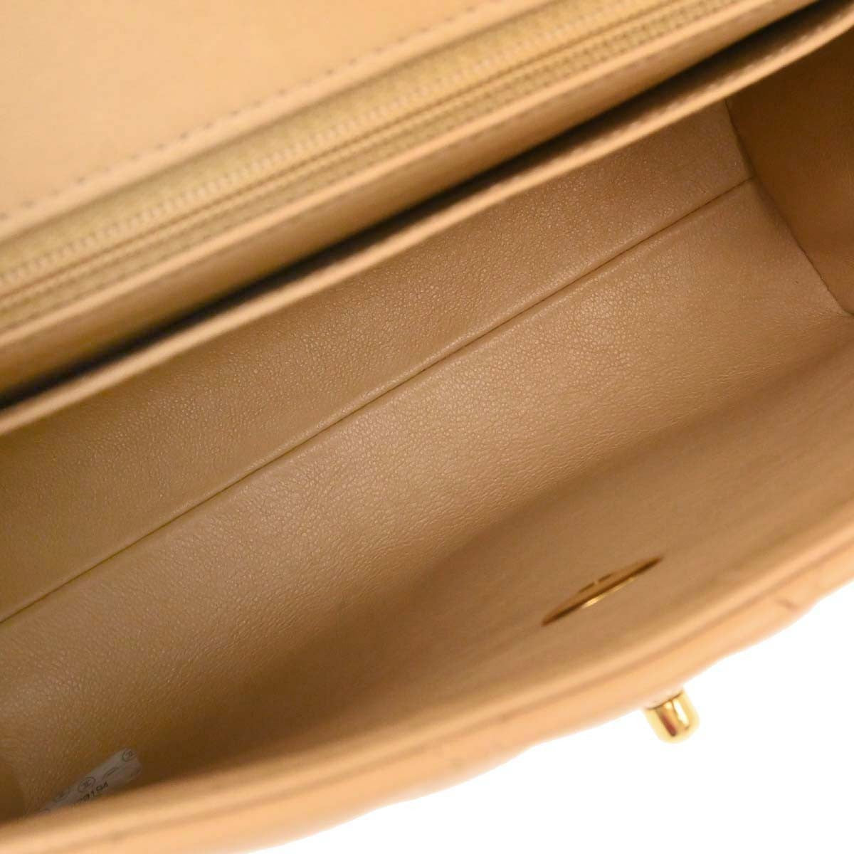 Chanel Vintage Top Handle Flap Bag Quilted Lambskin Beige Leather Handbag (Authentic  )