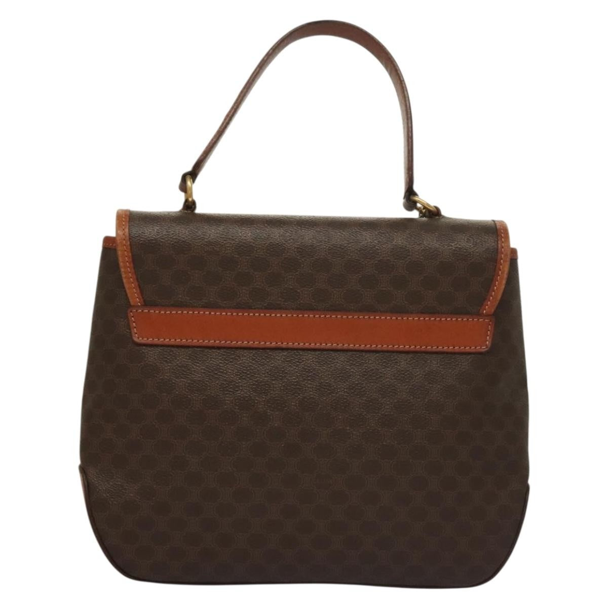 Celine Triomphe Vintage Handbag Macadam Canvas Brown Canvas Bag (Authentic  )