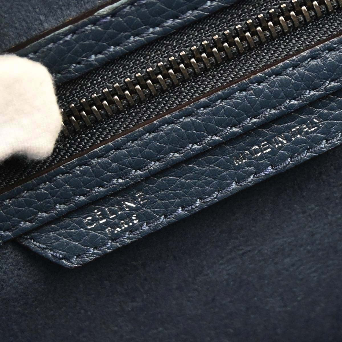 Celine Luggage Bag Grainy Leather Navy Leather Handbag ( )
