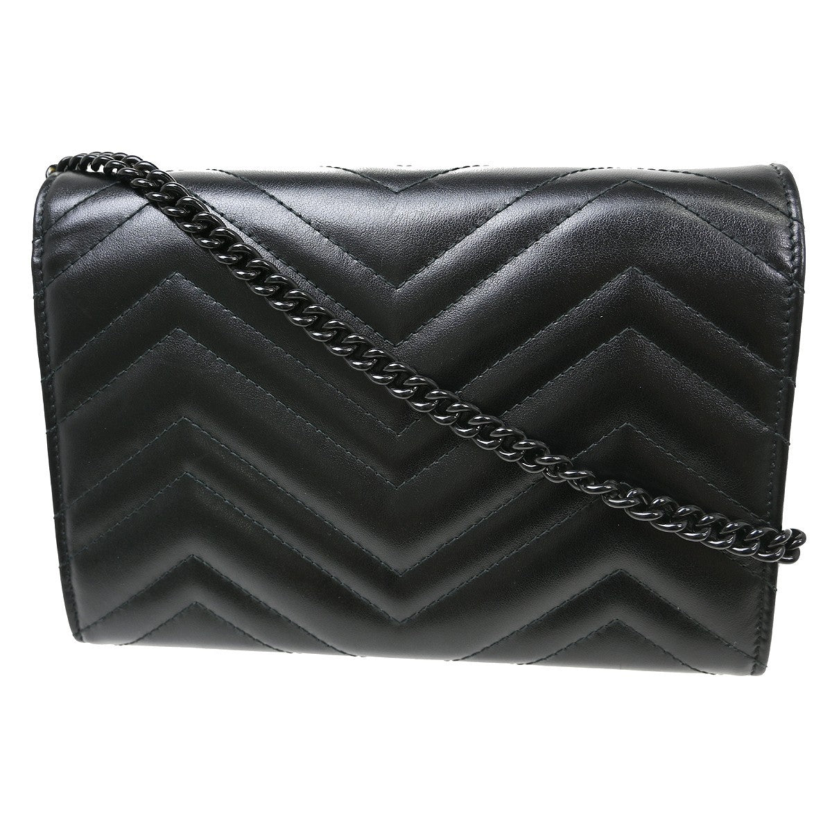 Gucci Gg Marmont Shoulder Bag Matelasse Leather Black Leather Handbag ( )