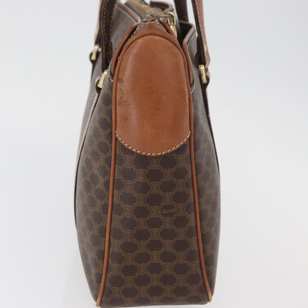 Celine Vintage Macadam Handbag Canvas And Leather Brown Canvas Handbag (Authentic  )