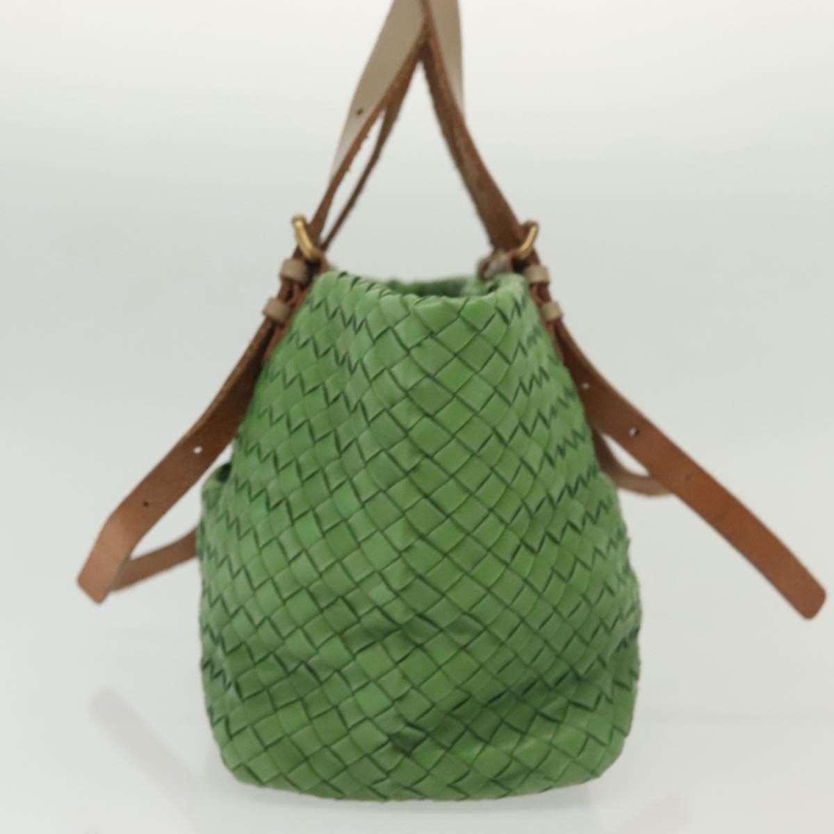 Bottega Veneta Intrecciato Leather Green Leather Handbag (Authentic  )