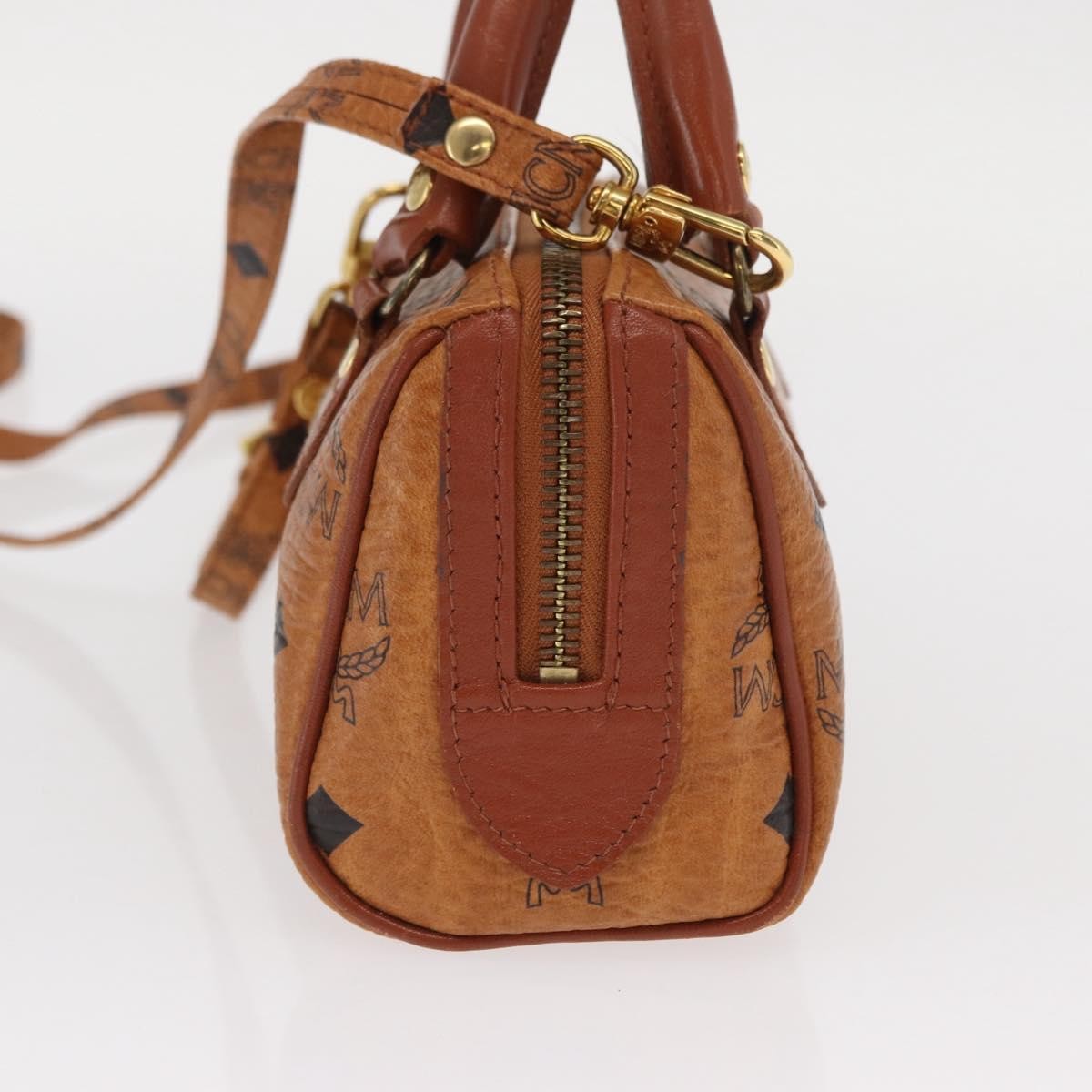 MCM Visetos Handbag Canvas And Leather Brown Canvas Handbag (Authentic  )