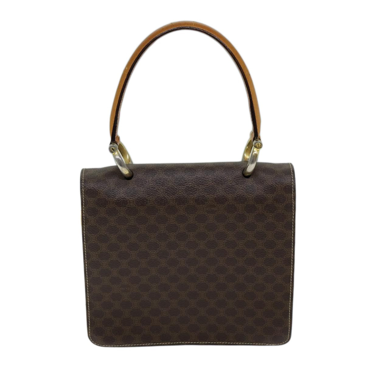 Celine Macadam Handbag Macadam With Leather Brown Canvas Handbag (Authentic  )