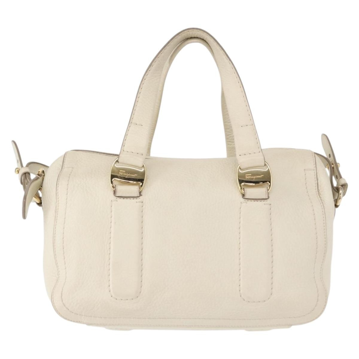 Salvatore Ferragamo Vala Handbag Leather White Leather Handbag (Authentic  )