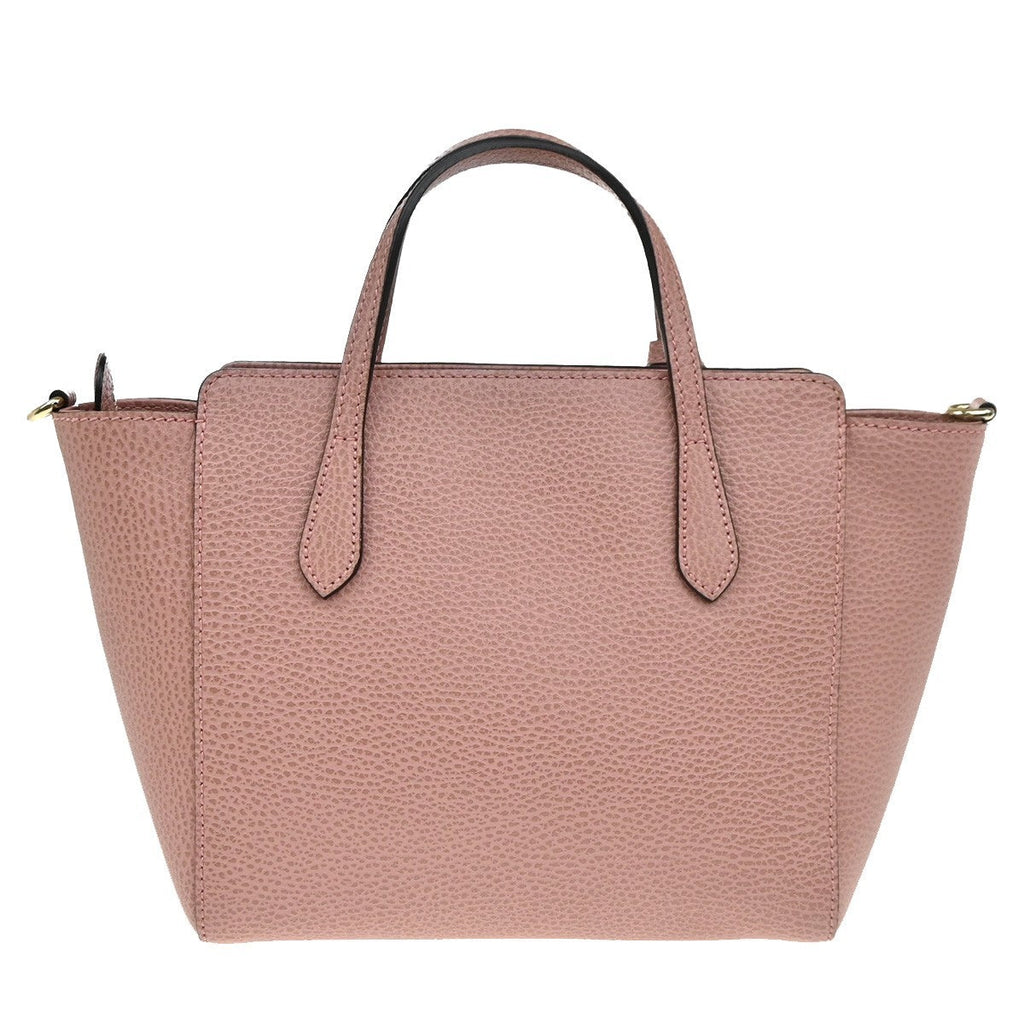 Gucci Swing Crossbody Bag Pebbled Leather Pink Leather Handbag (Authentic  )