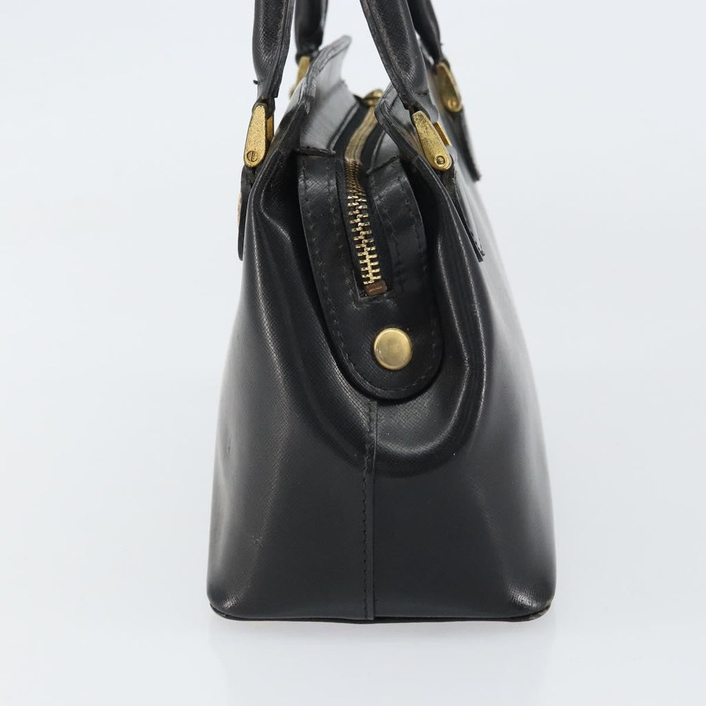 Versace Vintage Handbag Leather Black Leather Handbag (Authentic  )
