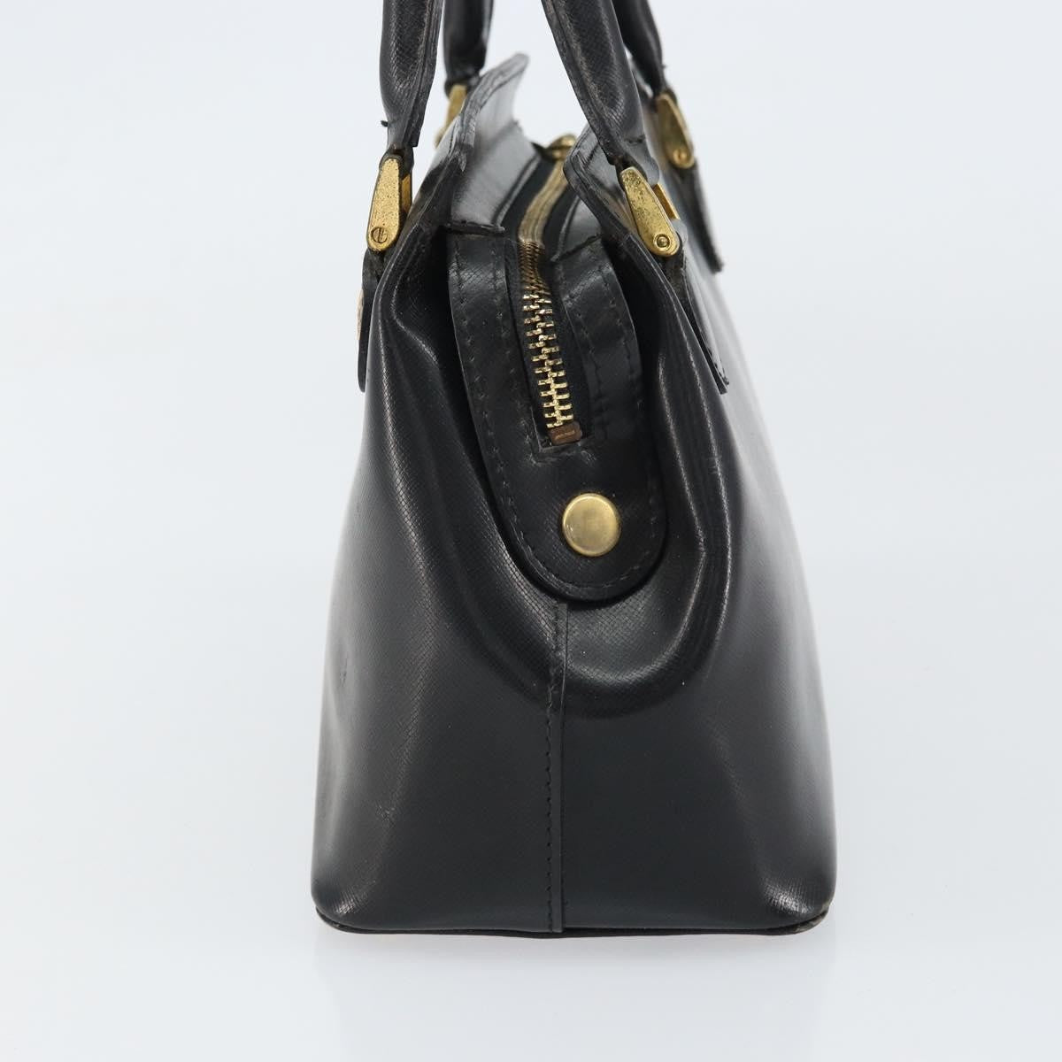 Versace Vintage Handbag Leather Black Leather Handbag (Authentic  )