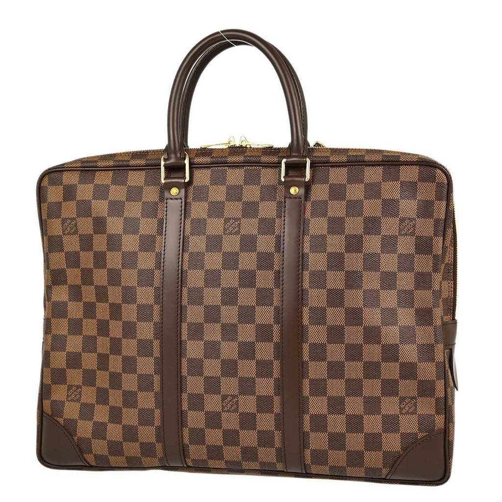 Louis Vuitton Porte-Documents Voyage Briefcase Damier Brown Canvas Briefcase Bag (Authentic  )
