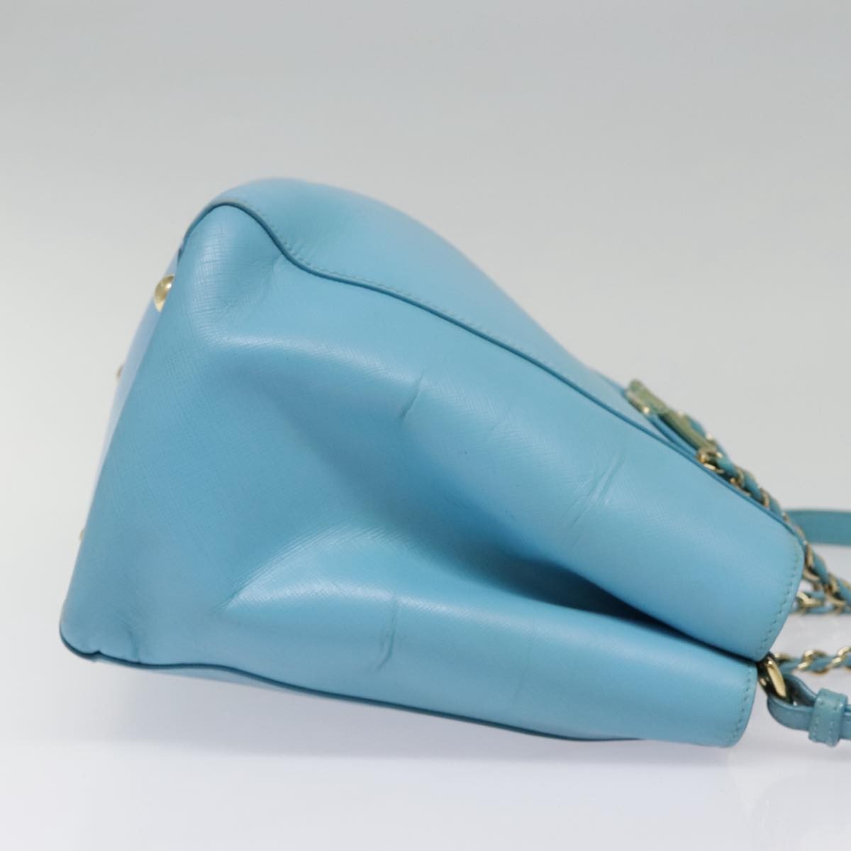 Salvatore Ferragamo Vara Handbag Leather Blue Leather Handbag (Authentic  )