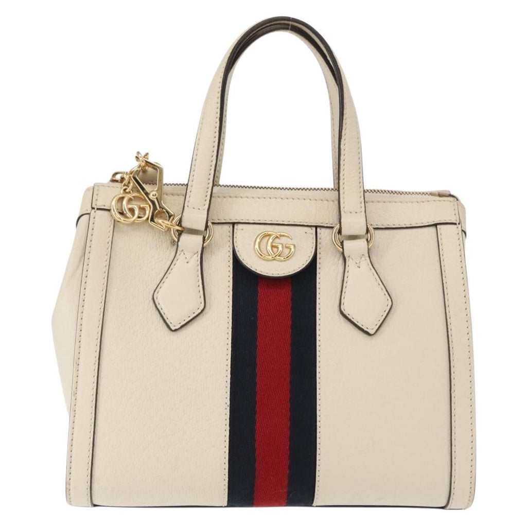Gucci Ophidia Top Handle Tote Leather White Leather Handbag (Authentic  )