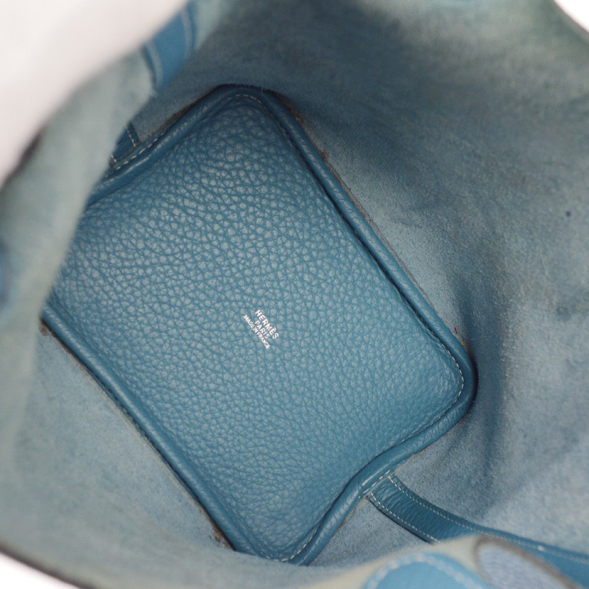 Hermes Picotin Bag Clemence Blue Leather Handbag ( )