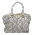 Miu Miu Madras Bowler Bag Matelasse Leather Purple Leather Handbag (Authentic  )