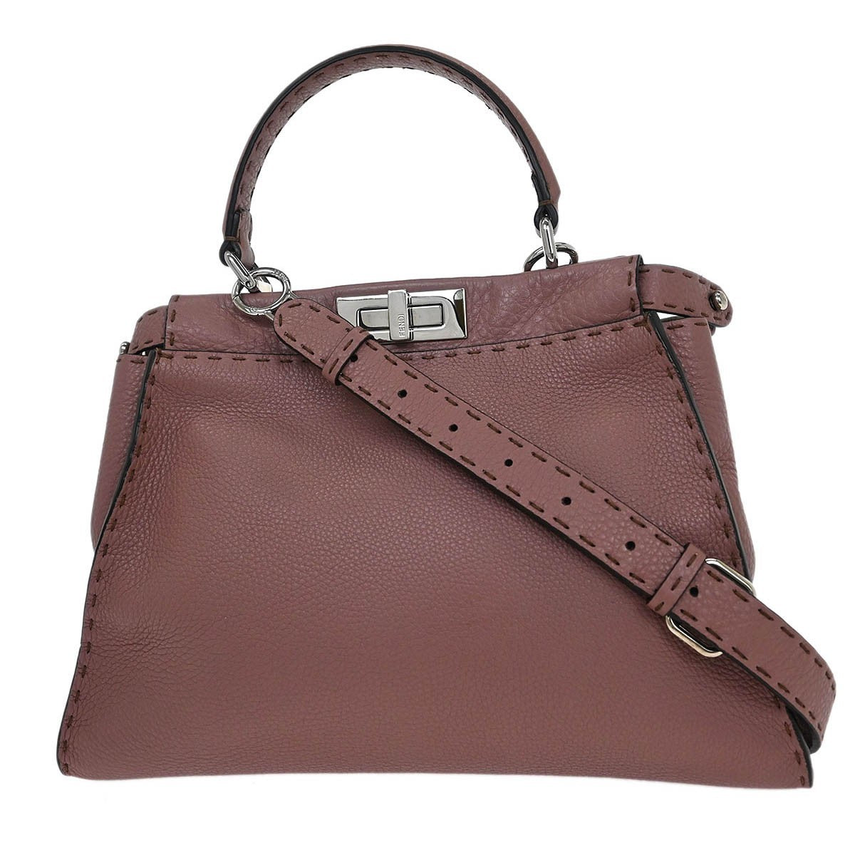 Fendi Selleria Peekaboo Bag Leather Purple Leather Handbag (Authentic  )