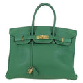 Hermes Birkin Handbag Green Togo With Gold Hardware Green Leather Handbag ( )