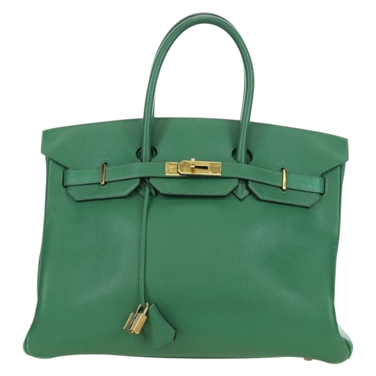 Hermes Birkin Handbag Green Togo With Gold Hardware Green Leather Handbag ( )