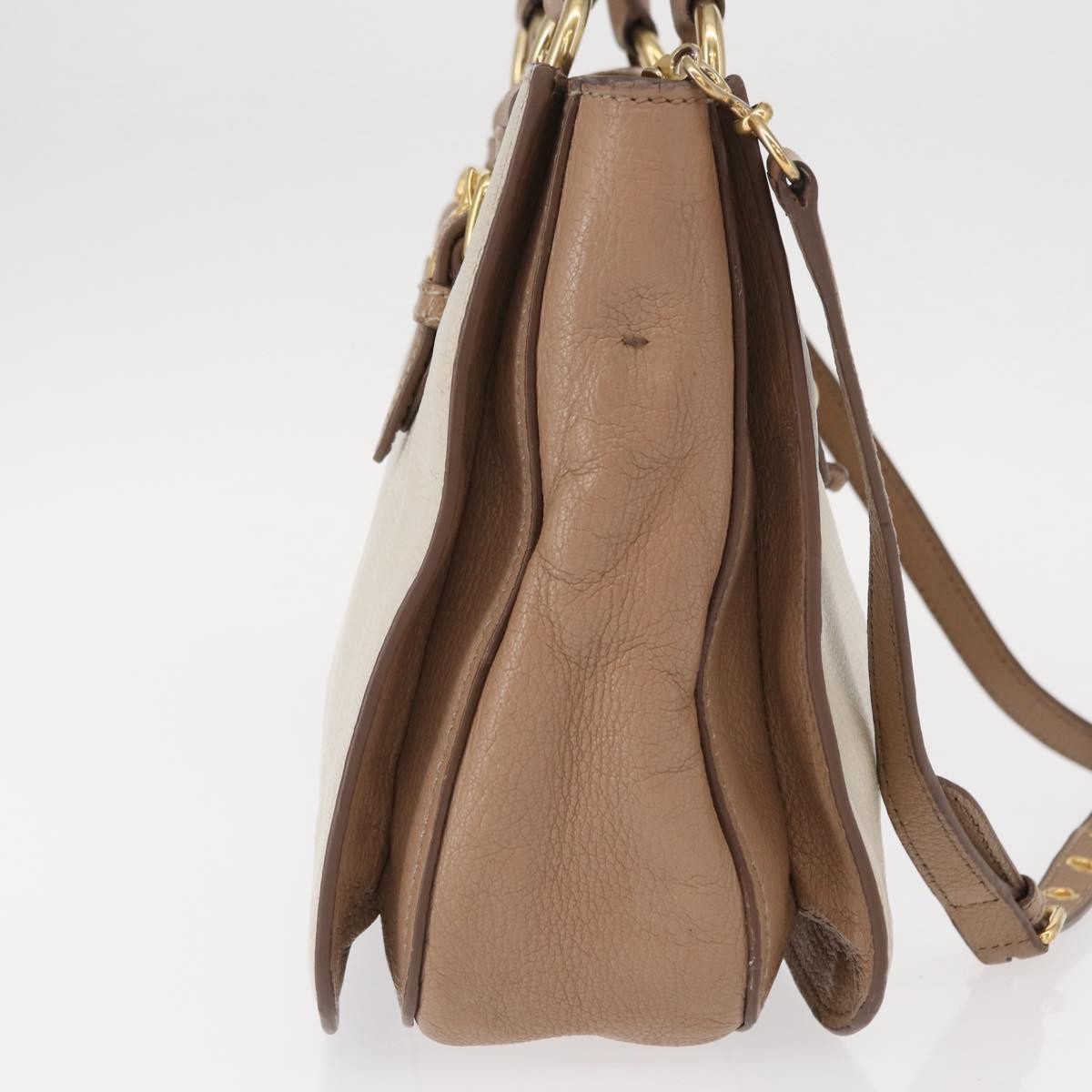 Miu Miu Madras Convertible Lock Tote Leather Beige Leather Handbag (Authentic  )
